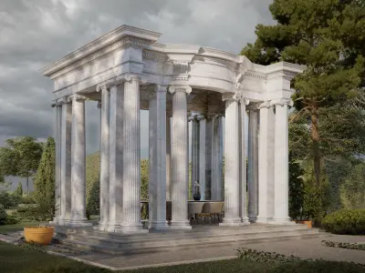 gazebo Ionic column on Vignola 3D model 3D model