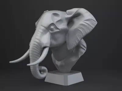 Elephant Bust - Animal Figurine 3D print model