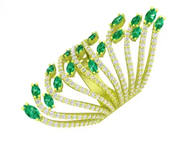 Luxury Fan Shape Multi Stone Ring 3D Model  5016 3D print model