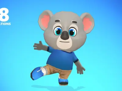 Koala Bear Animated Rigged Low-poly 3D model