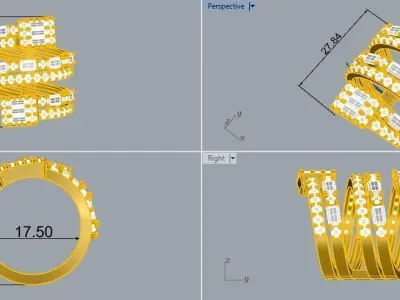 Baguette ring 3D print model purchase
