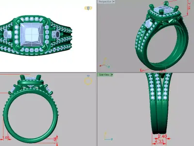 cushion shape princess solitaire  3D print model