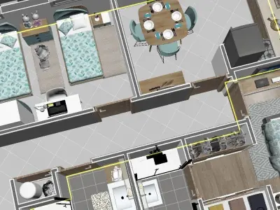 appartement floor plan 78m 3D model