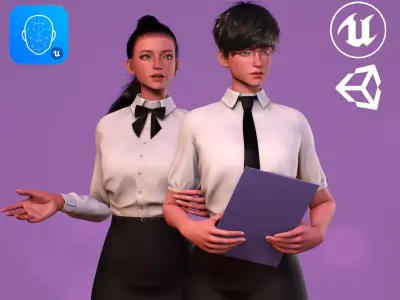 Office Girl-Cute Stylized Character Cartoon Casual Low-poly 3D model