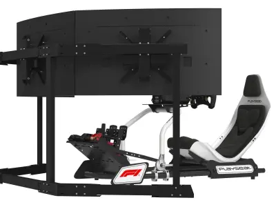 Playseat Formula Instinct F1 Edition Racing Chair and 3 Monitors 3D model