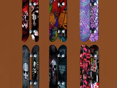 Realistic Rigged Skateboard Assets 3D model