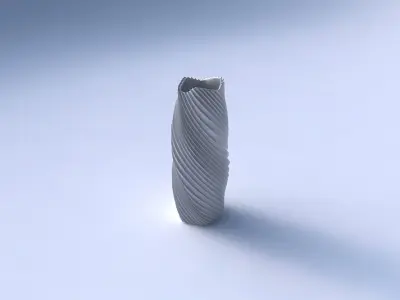 Vase twisted hexagon with bent extruded lines 3 3D print model