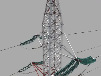 Electricity Pole 32 Low-poly 3D model
