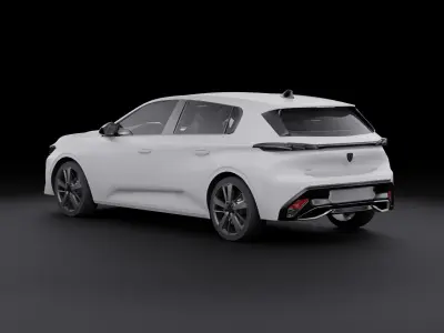 2022 Peugeot 308 Hatchback - Opening doors and trunk Low-poly 3D model