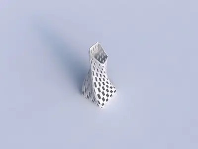Vase twisted squeezed and bent quadratic with checker grid la... 3D print model