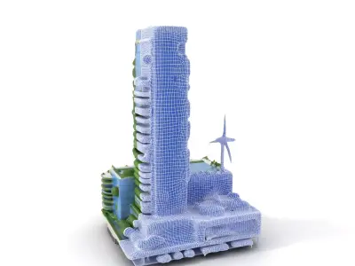 Eco Tower Architecture model pack Low-poly 3D model
