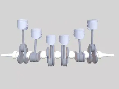 Crank Shaft 6 Cylinder Low-poly 3D model