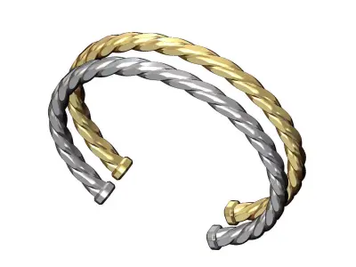 Faceted braided wire cuff bracelet 3D print model