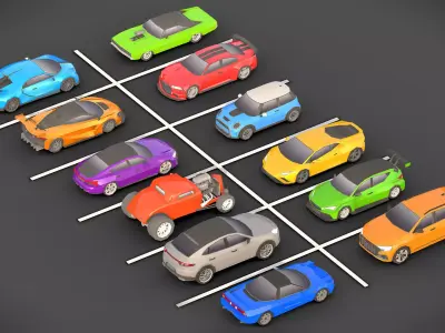  3D Low-poly Car Pack model Low-poly 3D model