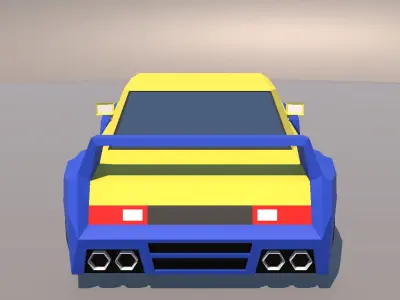 Low Poly Muscle Touring Car MOBILE READY Low-poly 3D model