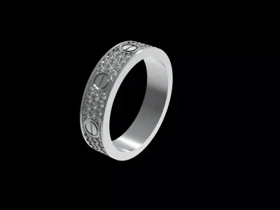  Screw love Diamond Paved Wedding Ring EU 59 3D print model