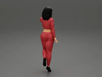 Sexy athletic lady sporty girl standing in sportswear clothes 3D print model