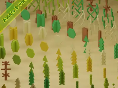 Low Poly Trees Collection - 25 trees pack 4 Low-poly 3D model