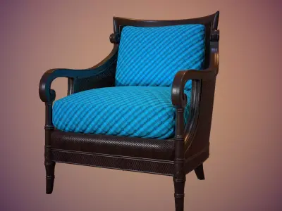 Wooden chair  Low-poly 3D model