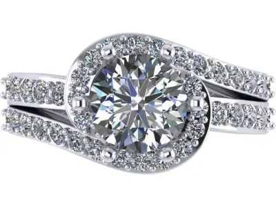 Model Test diamond engagement ring gold Free 3D print model