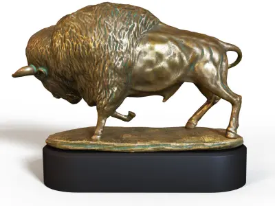 Bison bronze Low-poly 3D model