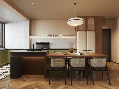 modern living room dining room interior scenes 17 3D model