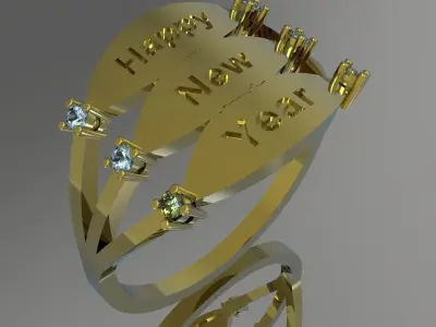 ring Happy new year 3D print model