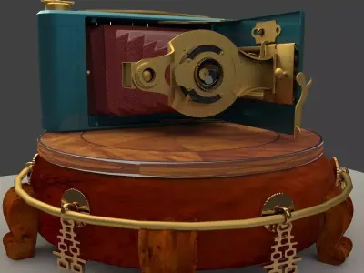 Chines display stand with old camera 3D model