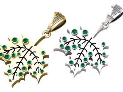 Emerald Leaf Pendant 3D print model