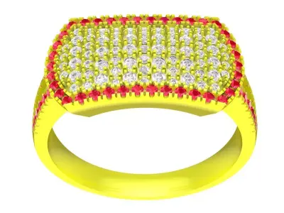 Luxury Pave Diamond Signet Ring 3D Model for Men Jewelry 4400 3D print model