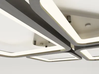 A modern square-shaped LED chandelier 3D model