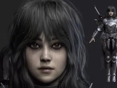 Wolf Armor Female Warrior - Unreal Engine 5 Low-poly 3D model