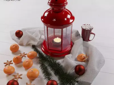 Decorative set christmas lantern - christmas lantern Free 3D model