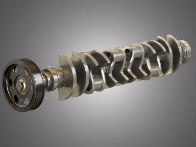 Crankshaft with Pulley Damper 3D model