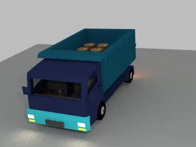 Truck Low Poly and file blend Low-poly 3D model