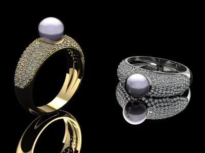 Pearl Ring Gold 3D print model