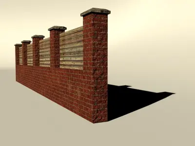 Low Poly Brick Wall Low-poly 3D model