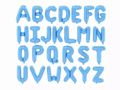 Balloon Alphabet Blue 3D model