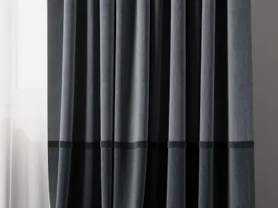 curtain with rod 02 Low-poly 3D model