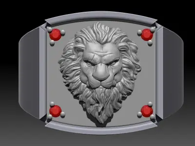 Lion man ring Sculpture jewelry Gold silver 3D print model