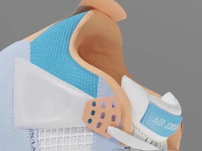 Jordan 4 Union LA Blue Low-poly 3D model
