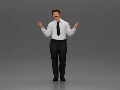 police detective standing with hands wide open 3D print model