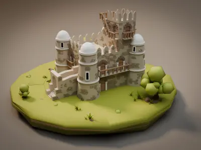 3D Low poly Fasilides Castle 3D model