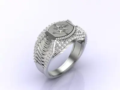 Print Ready STL 3DM  Gents Rings Diamond Men Ring  3D print model 68