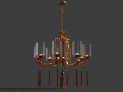 Chinese glass palace lantern  Low-poly 3D model