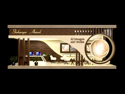 Modern AI Art Gallery Booth Blender 3D Exhibition Stand Design 3D model