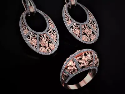 Ring and Earrings 58 3D print model