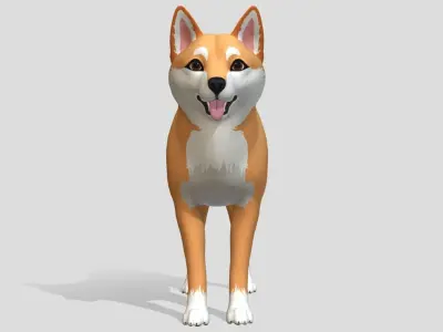 Cartoon Dog - Shiba Inu Low-poly 3D model