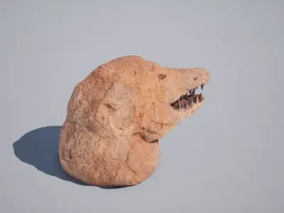 God Statue Sobek Head Low-poly 3D model