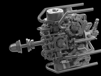 10-cylinder dual-row engine 3D print model